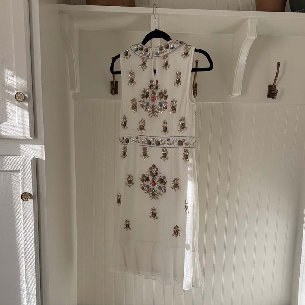 BHLDN bridal Ivory Floral Embroidered Peter Pan Collar Midi Dress - Picture 6 of 6